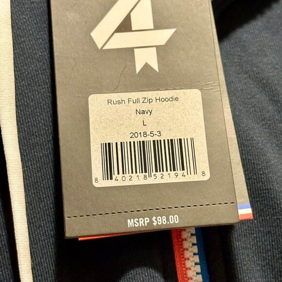 4 Laps Fourlaps Rush Navy Blue Full Zip Hoodie L - Picture 2 of 2